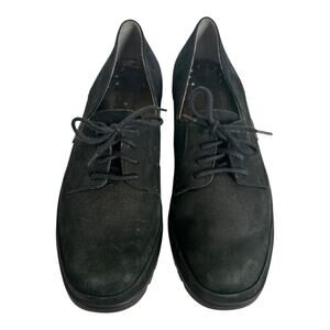 Mephisto Air Jet Black Suede Leather Lace Up Wedge Loafers Womens Size 7